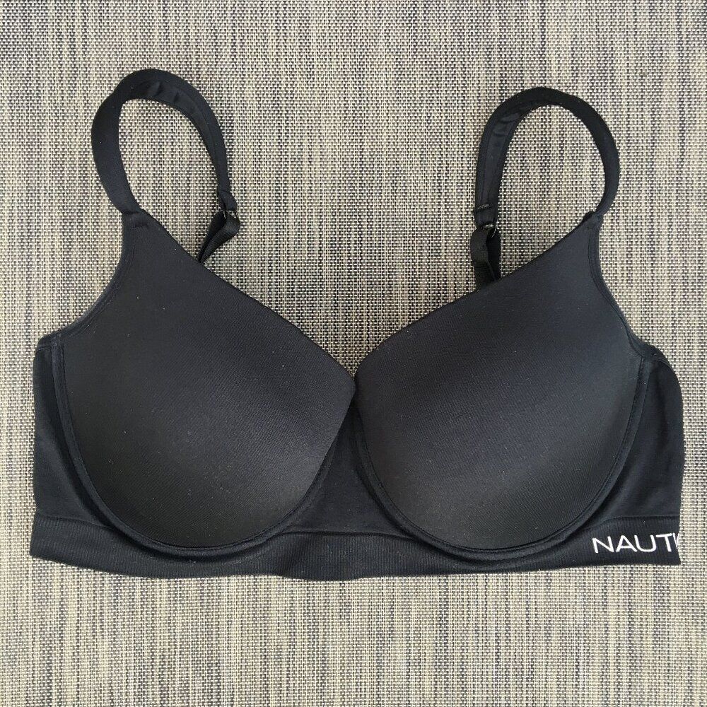 Nautica Intimates Tshirt Bra Size 42D Black Padded Underwire Adjustable